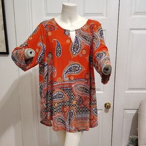 Paisley Print Women's Top - Orange